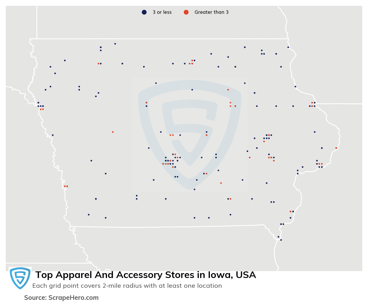List of all top Apparel And Accessory Stores locations in Iowa USA