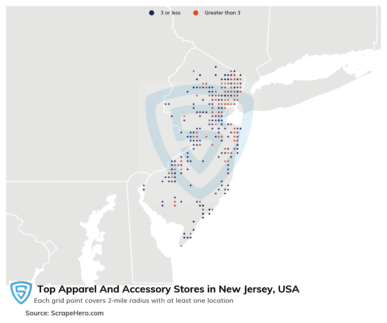 Map of top apparel & accessory stores in New Jersey in 2022