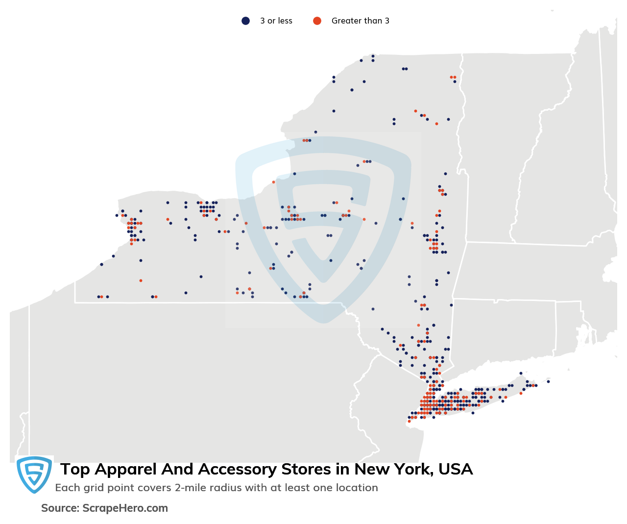 Map of top apparel & accessory stores in New York in 2024