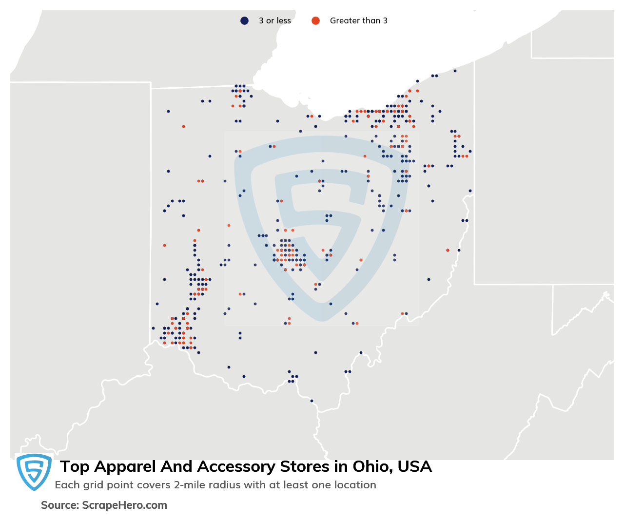 Map of top apparel & accessory stores in Ohio in 2024