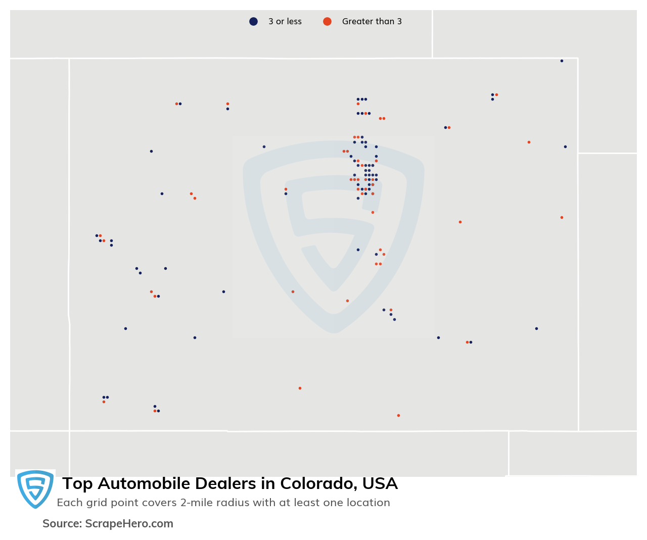 Map of 10 Largest automobile dealers in Colorado in 2025 Based on Locations