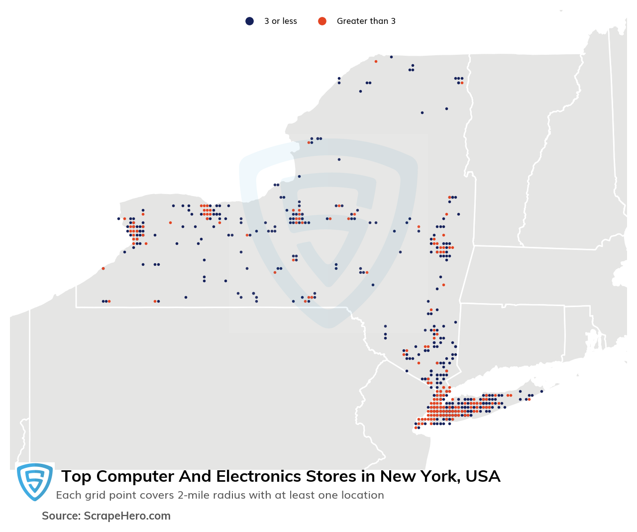 Map of 10 Largest computer & electronics stores in New York in 2025 Based on Locations