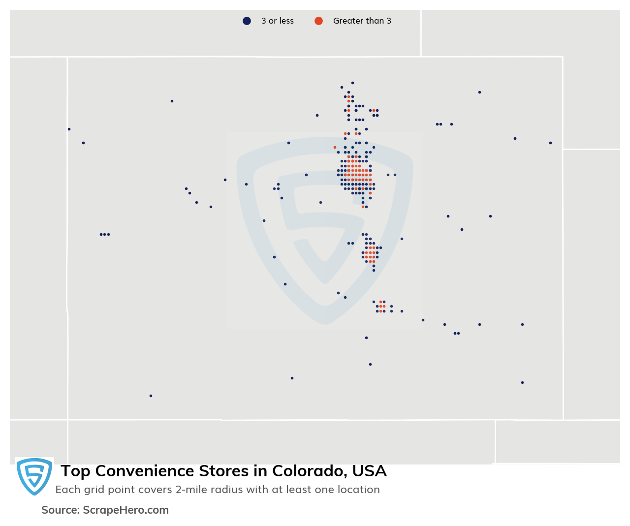 Map of 10 Largest convenience stores in Colorado in 2025 Based on Locations