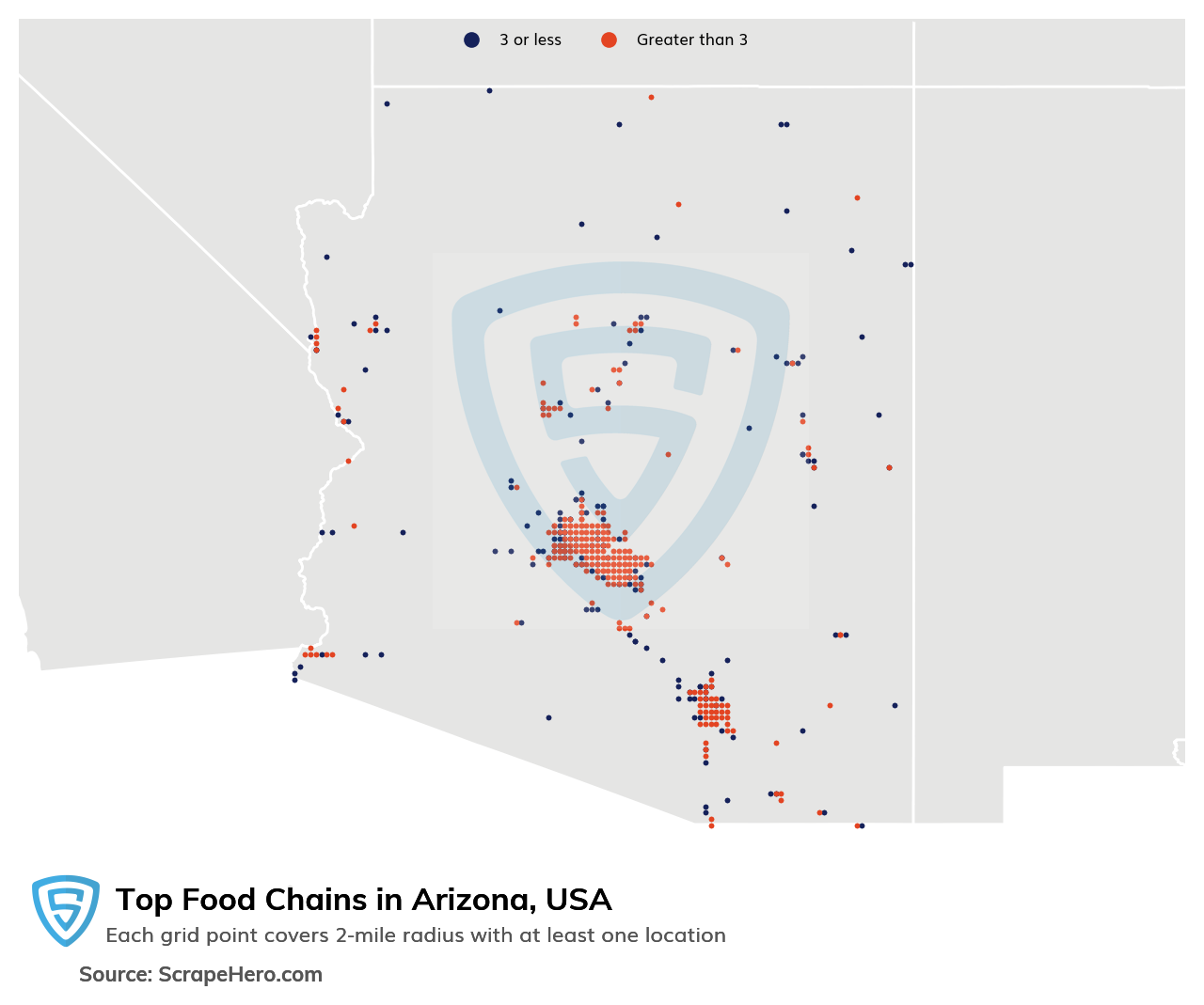 Map of top food chains in Arizona in 2024