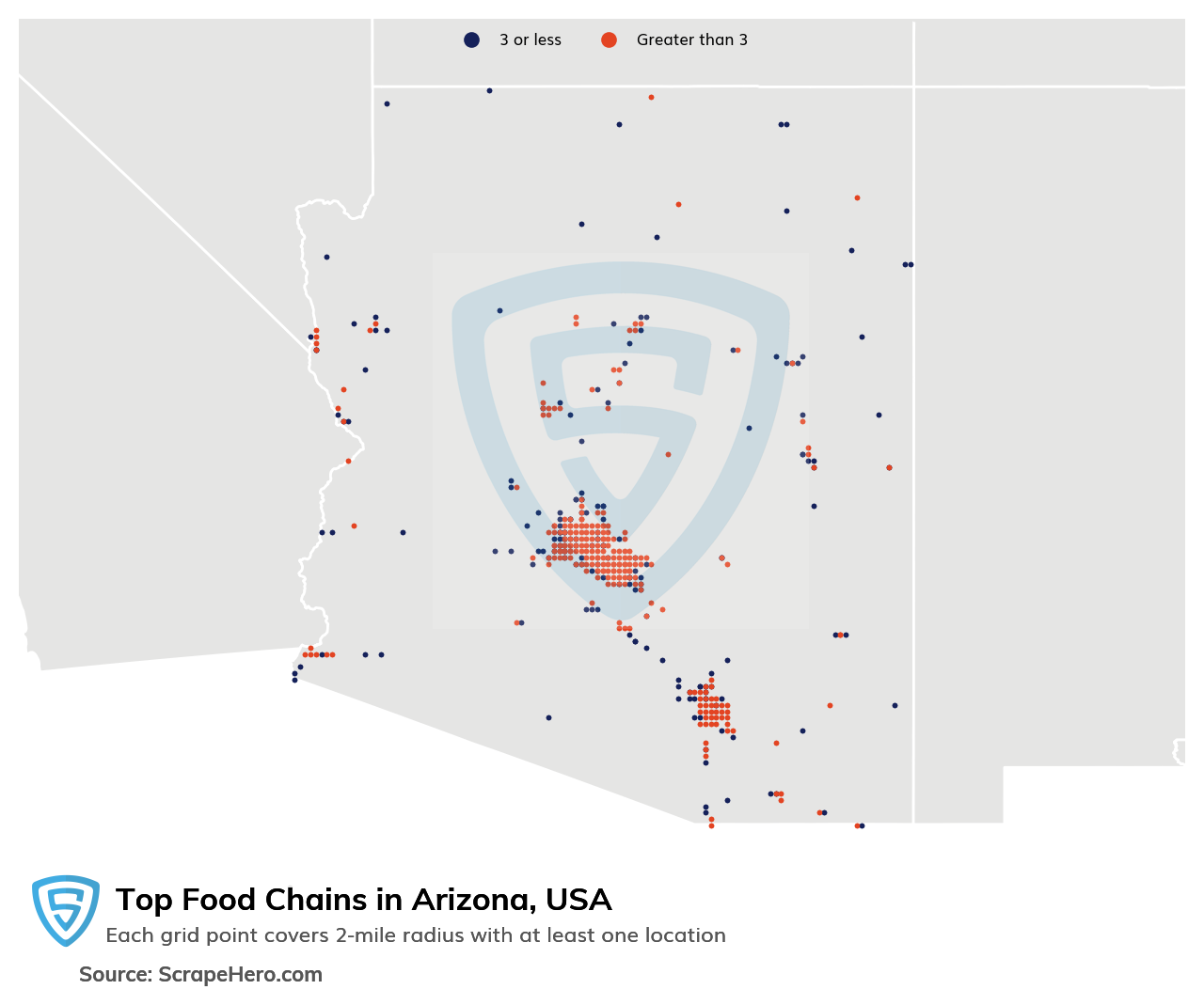 Map of top food chains in Arizona in 2025