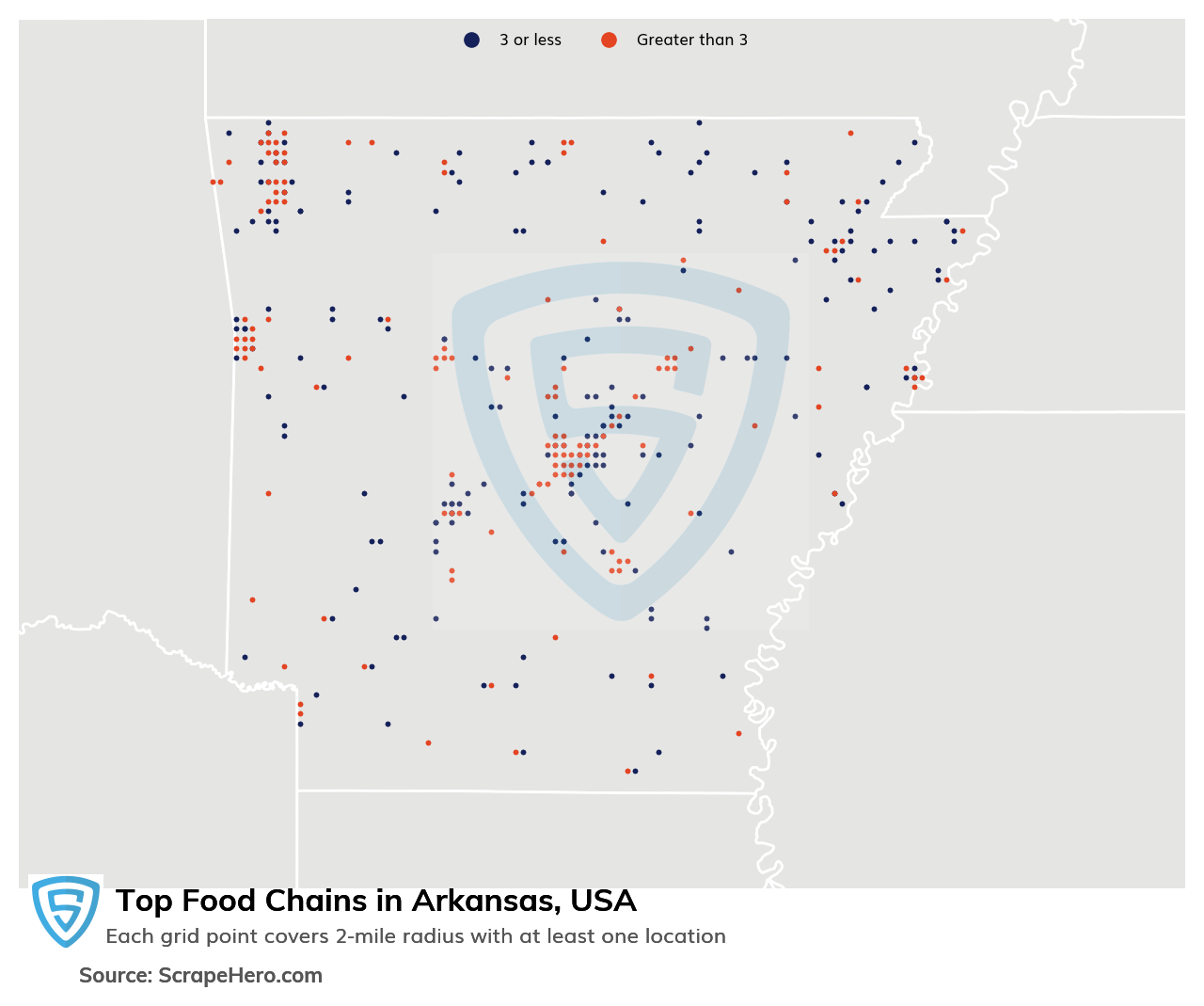 Map of top food chains in Arkansas in 2024