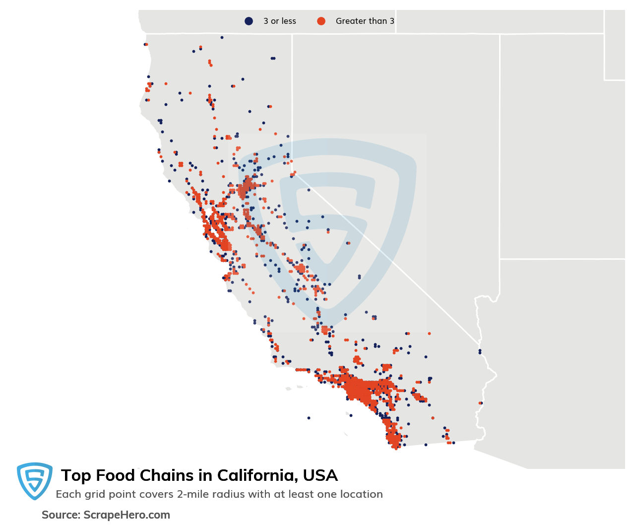 Map of top food chains in California in 2025