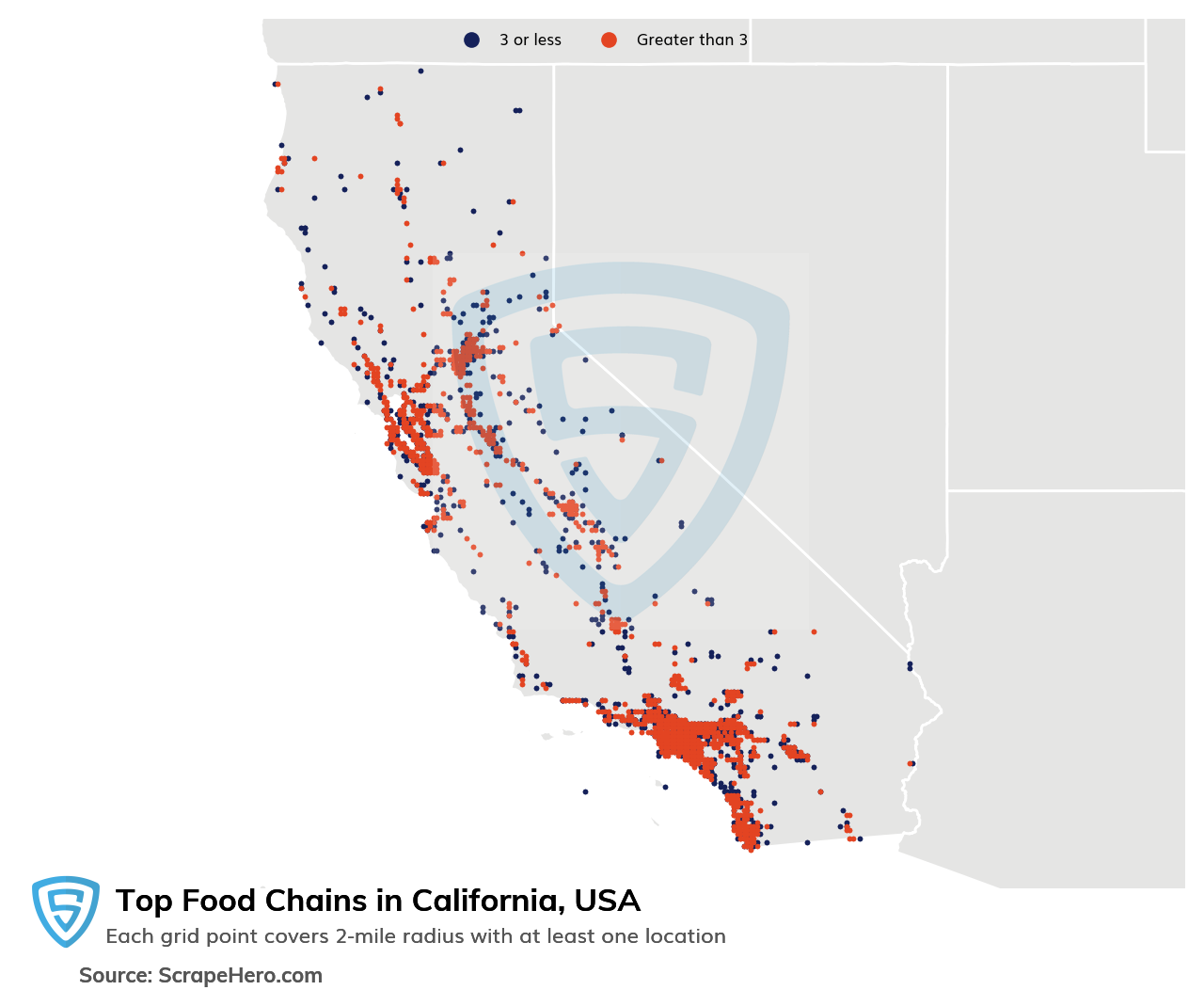 Map of top food chains in California in 2024