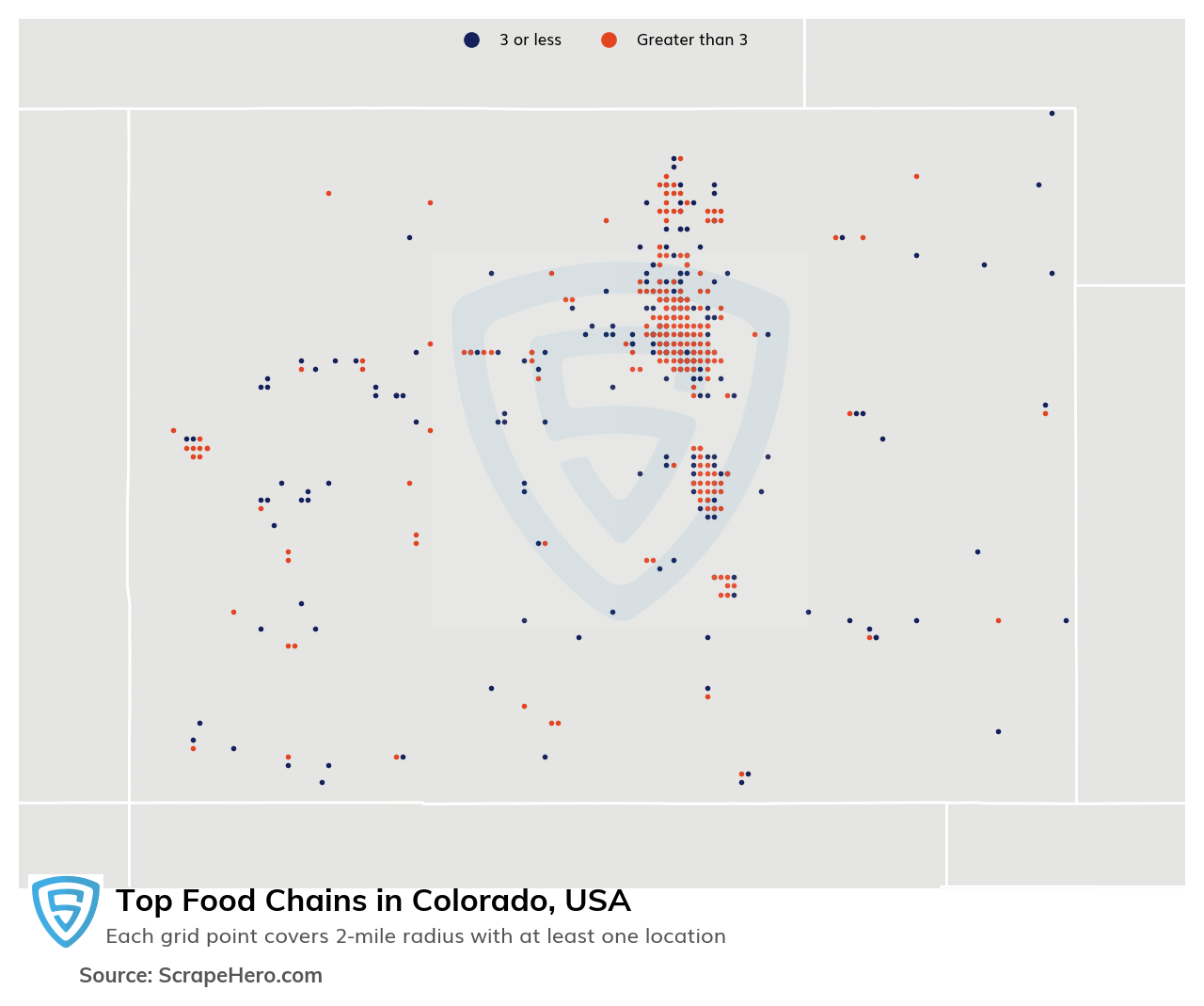 Map of 10 Largest food chains in Colorado in 2025 Based on Locations