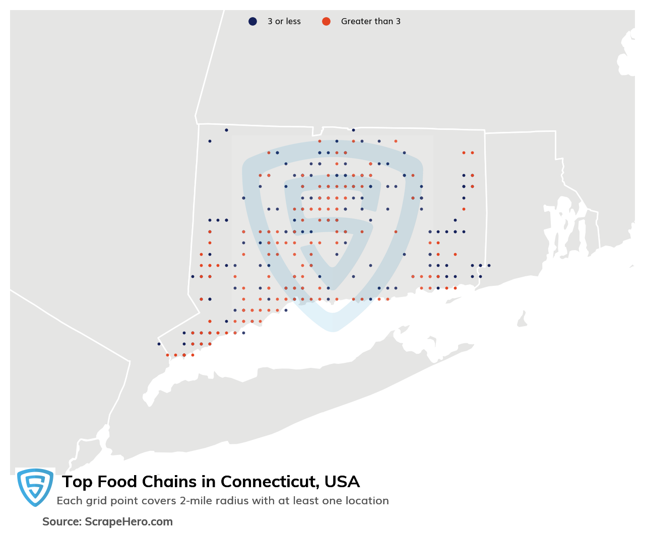 Map of top food chains in Connecticut in 2025