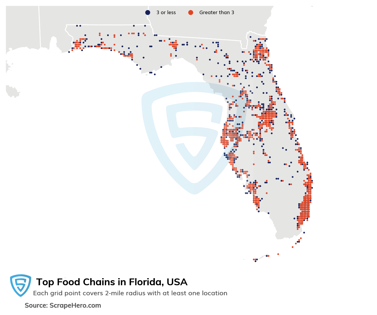 Map of top food chains in Florida in 2023