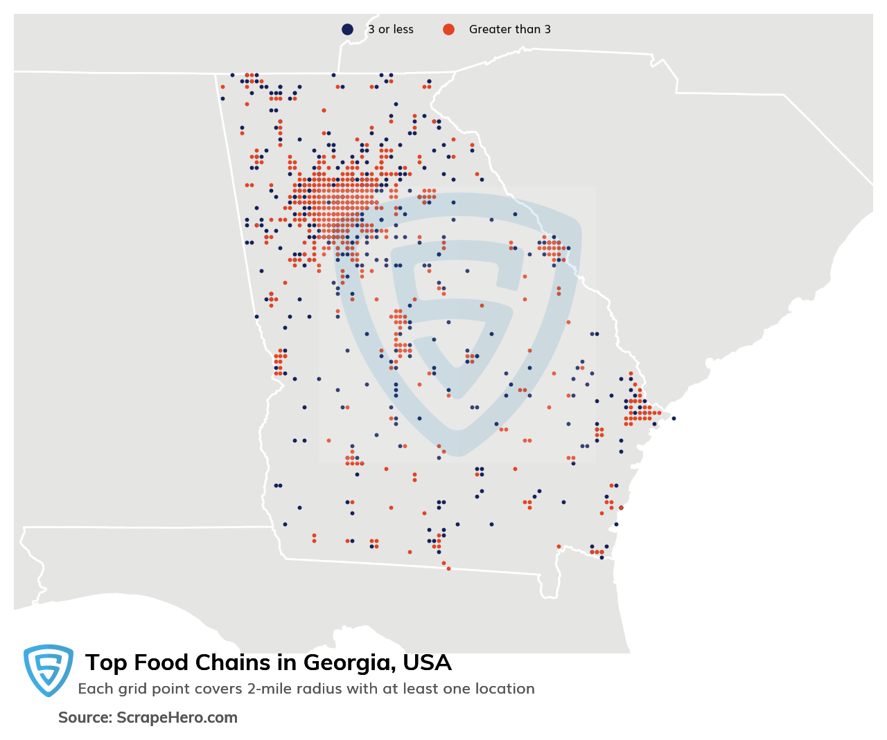 Map of top food chains in Georgia in 2025