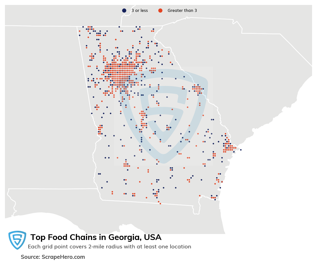 Map of top food chains in Georgia in 2024