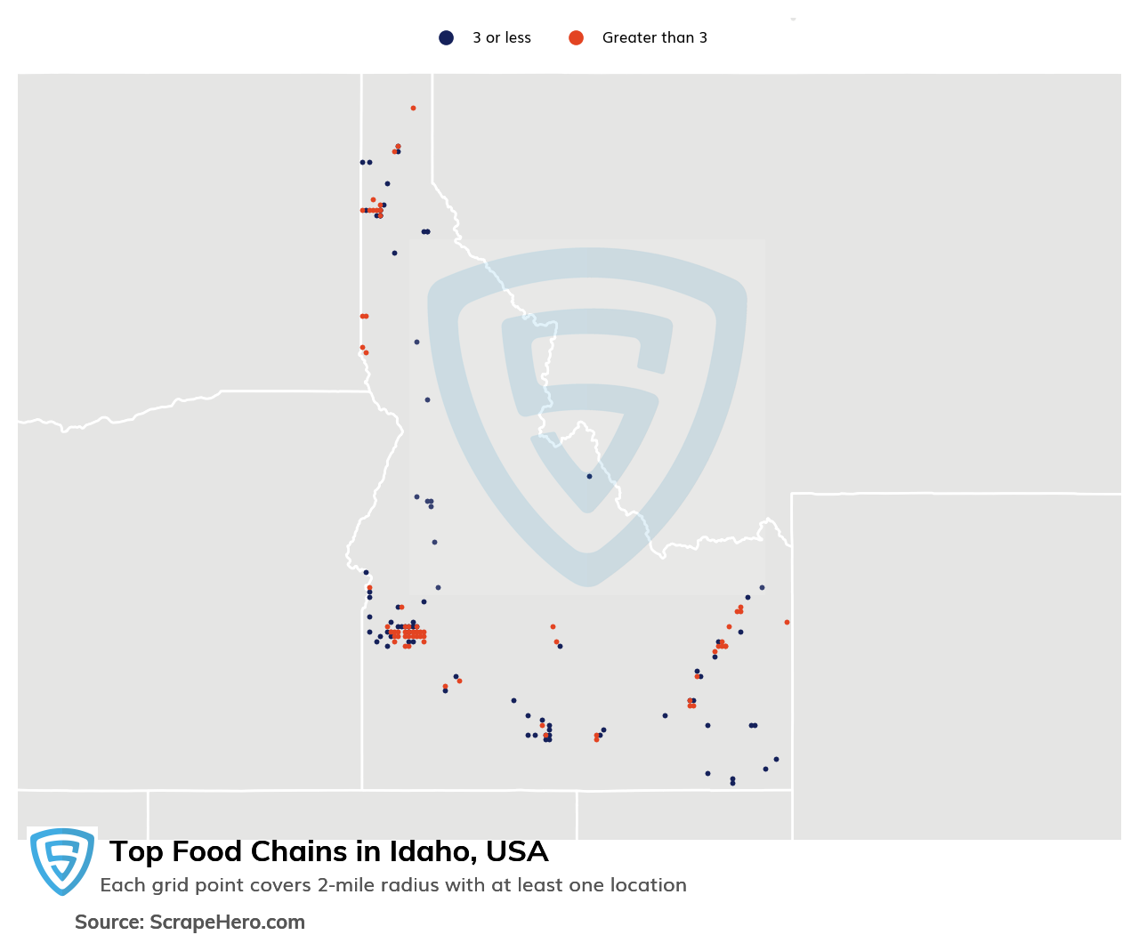 Map of top food chains in Idaho in 2025