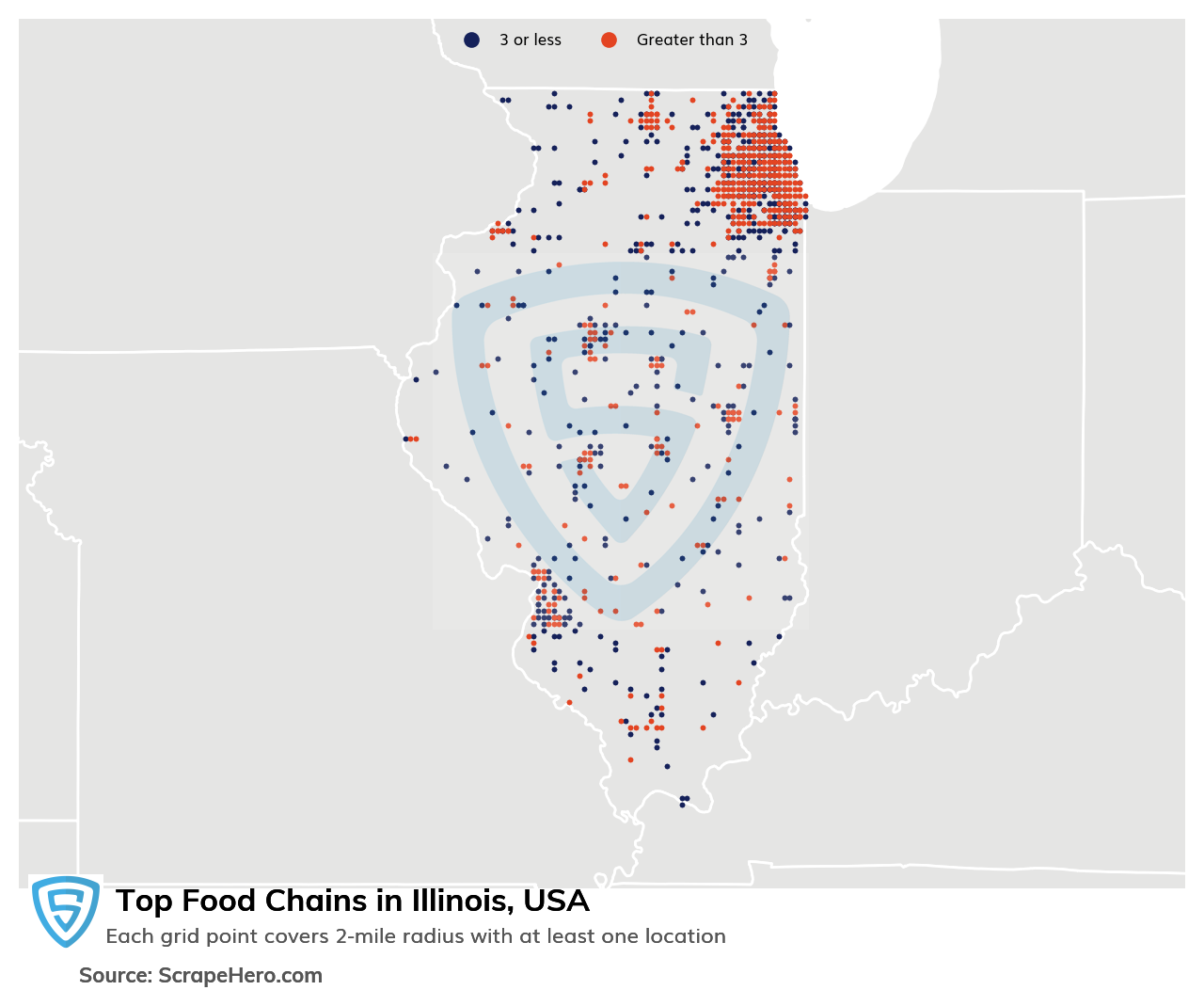 Map of top food chains in Illinois in 2024