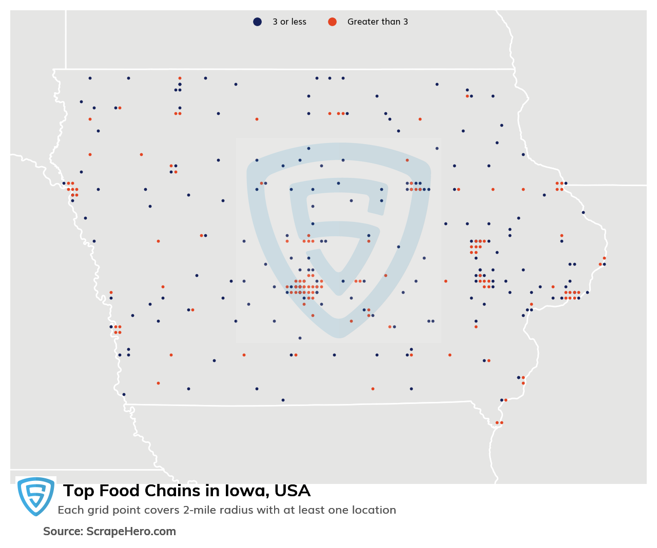 Map of top food chains in Iowa in 2025
