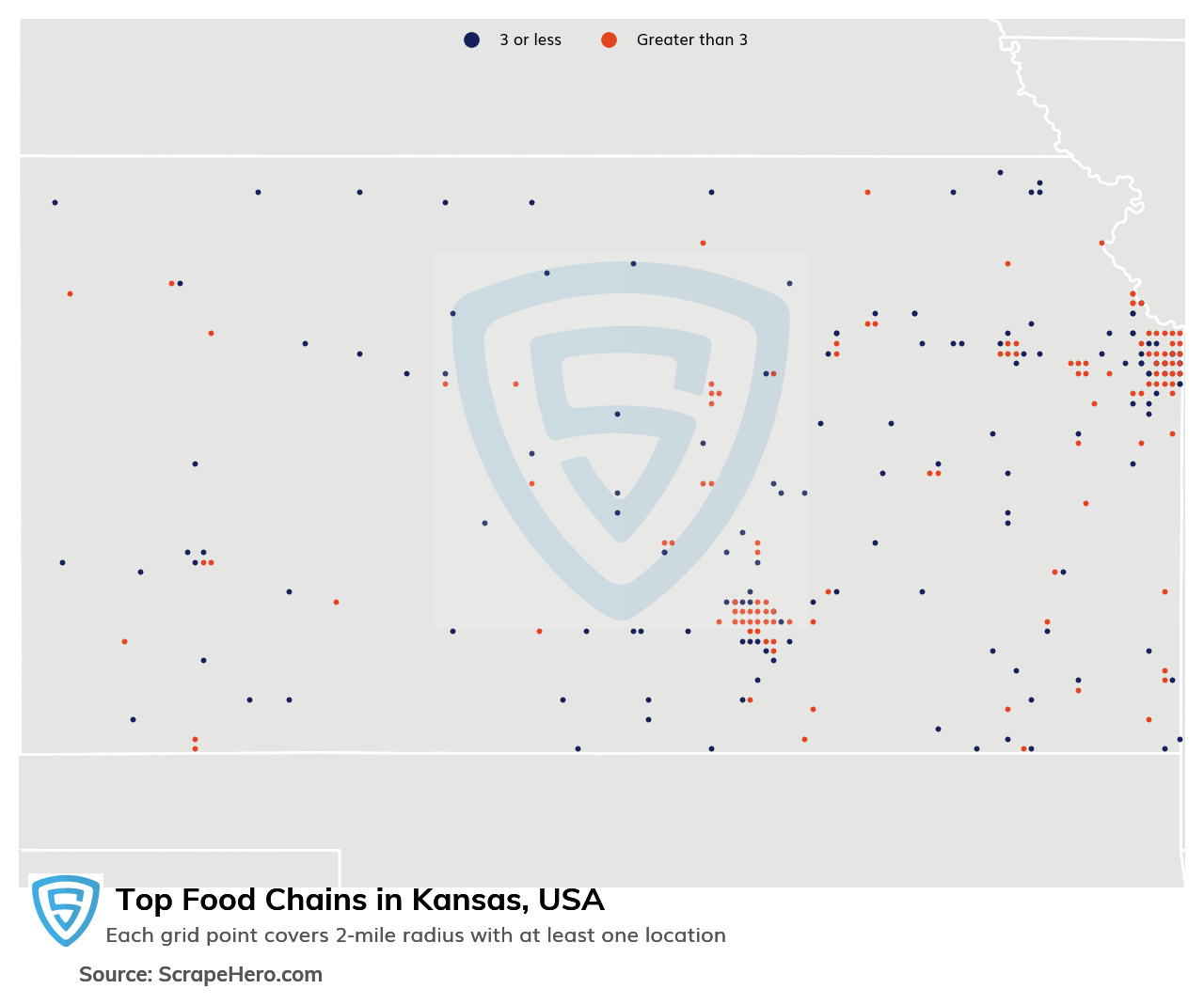 Map of top food chains in Kansas in 2024
