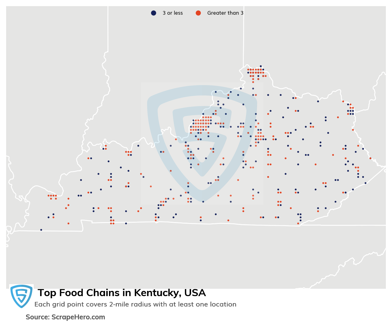Map of top food chains in Kentucky in 2023