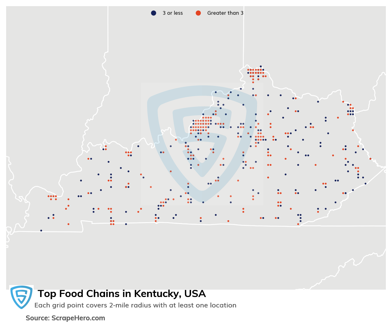 Map of top food chains in Kentucky in 2025