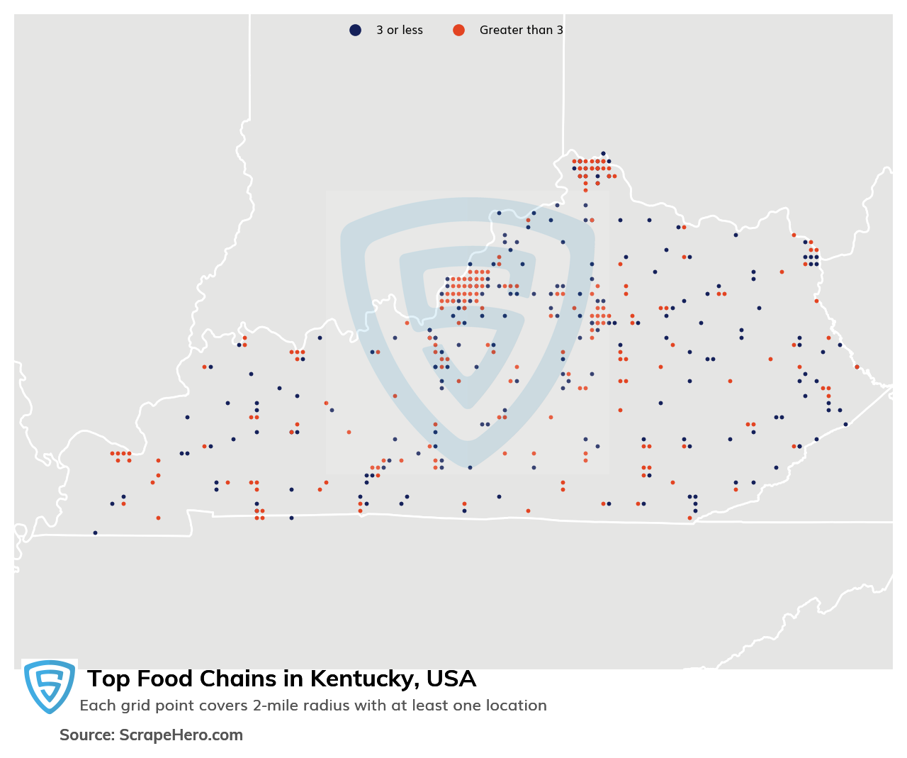 Map of top food chains in Kentucky in 2024