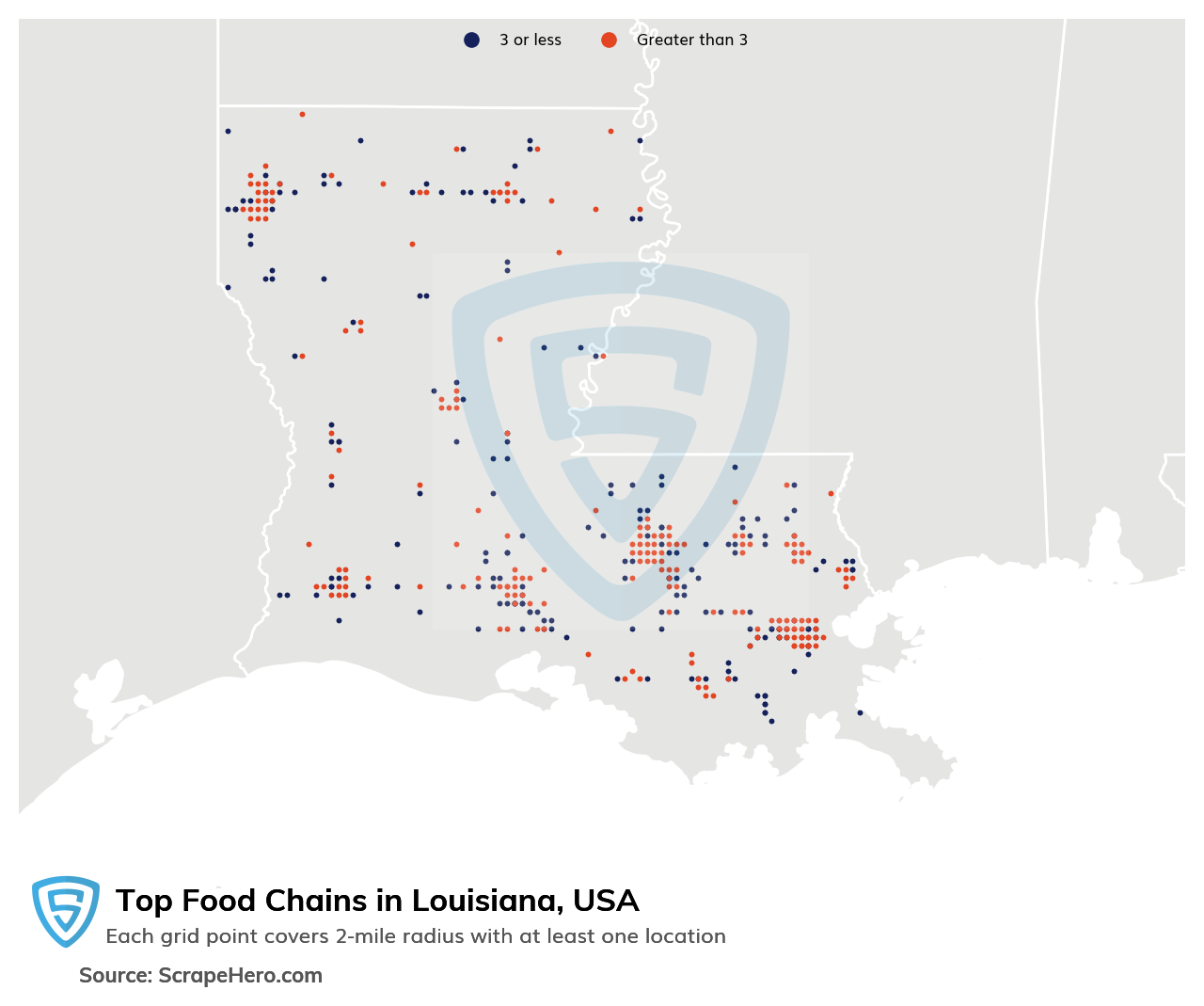 Map of top food chains in Louisiana in 2023