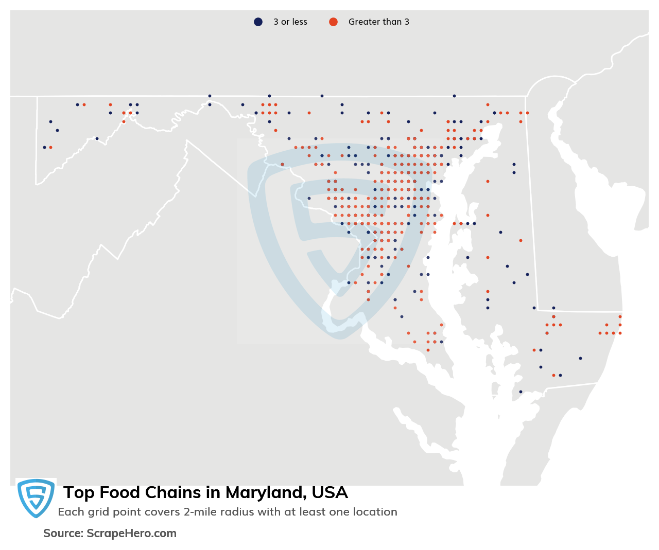 Map of top food chains in Maryland in 2023