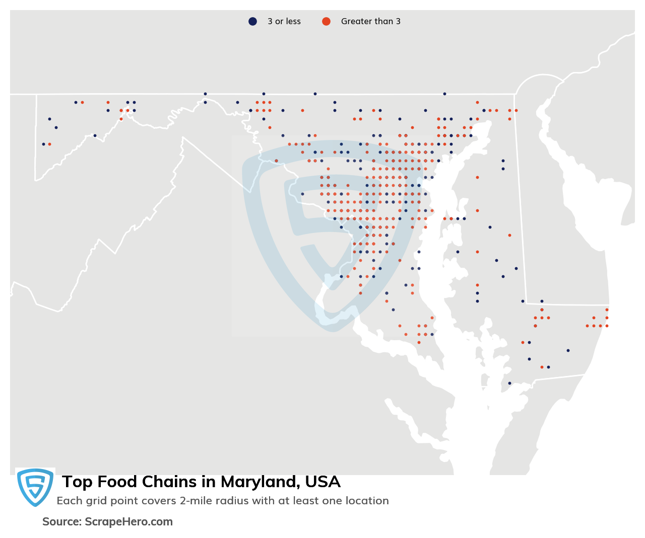 Map of top food chains in Maryland in 2025