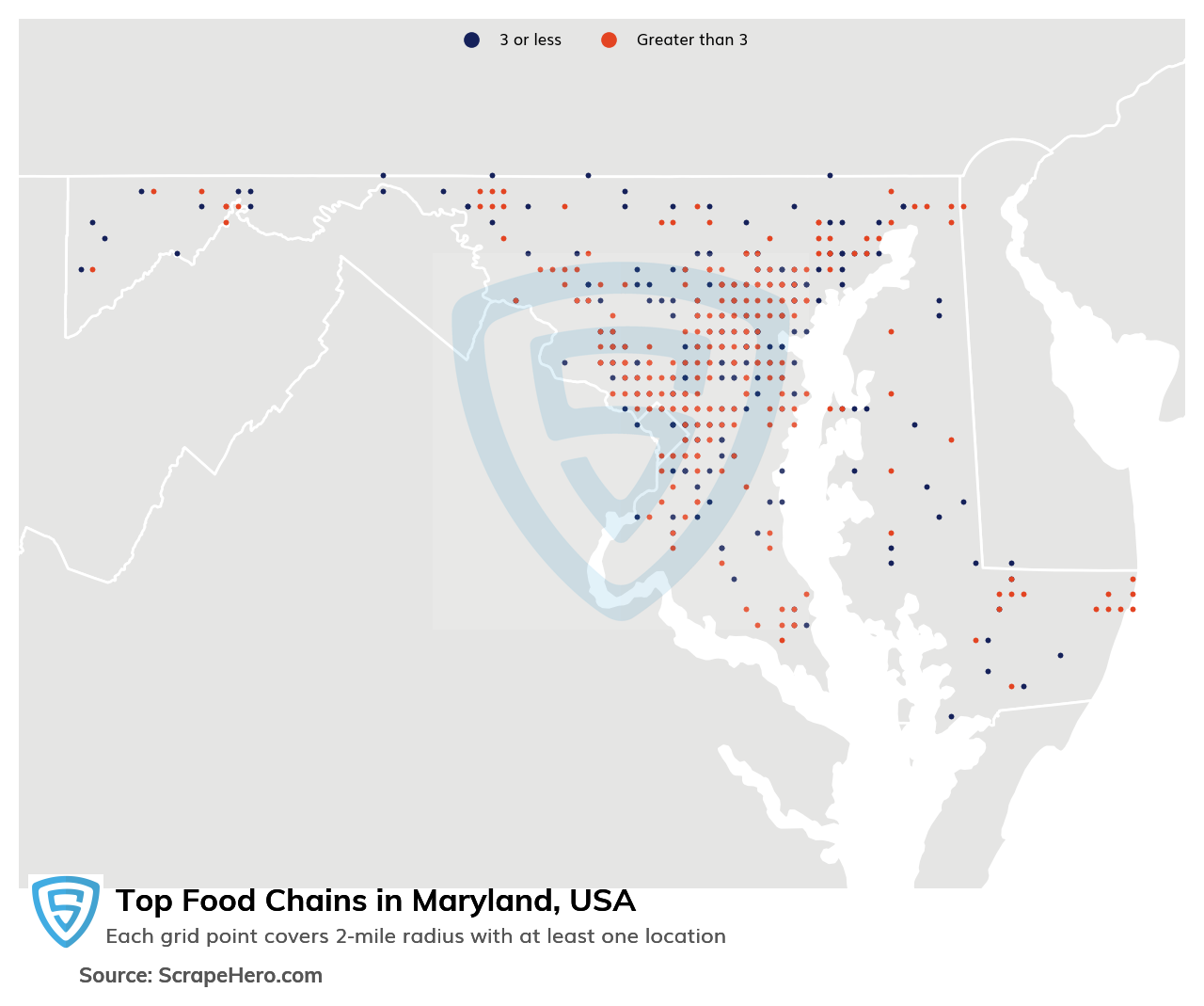 Map of top food chains in Maryland in 2024