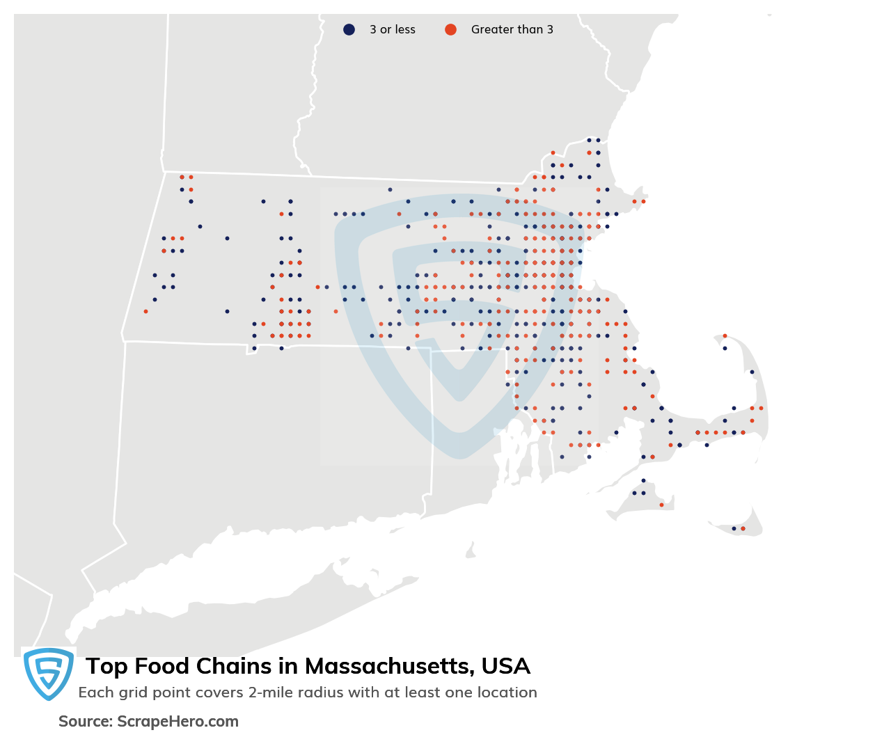Map of top food chains in Massachusetts in 2025