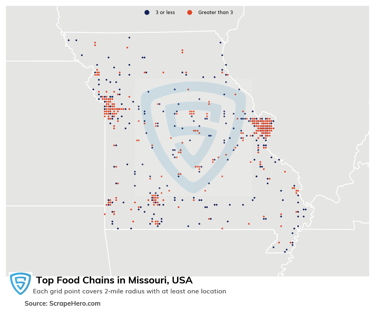 Map of top food chains in Missouri in 2024