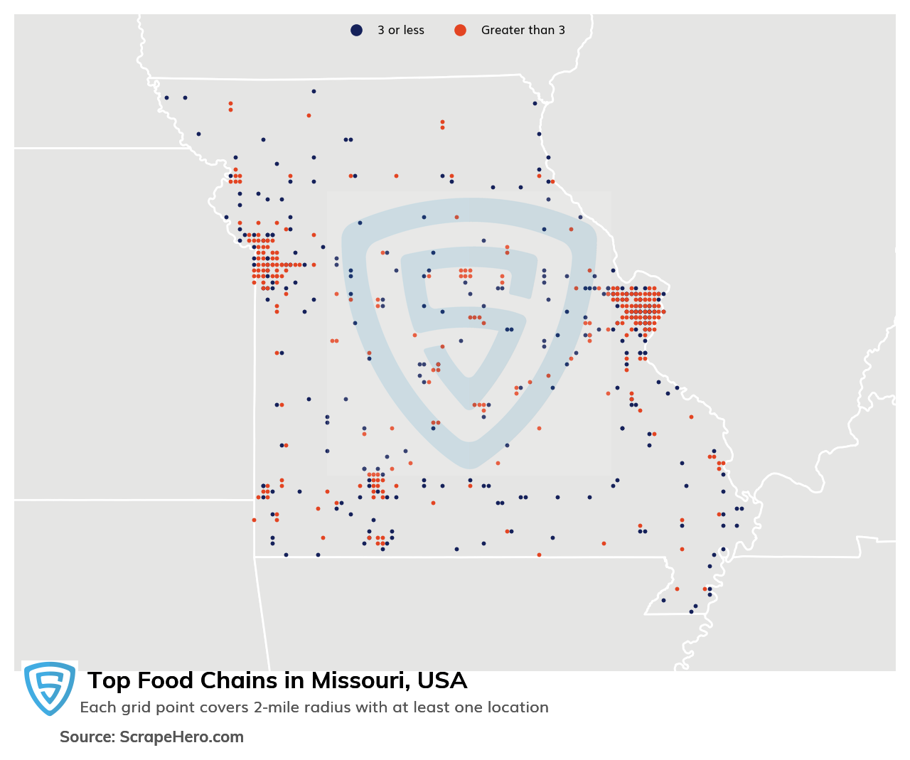 Map of top food chains in Missouri in 2025