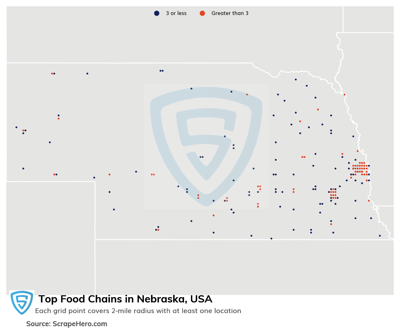 Map of top food chains in Nebraska in 2025