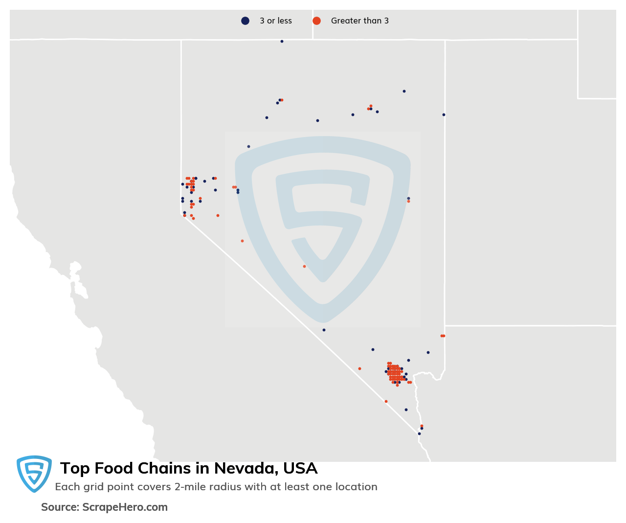 Map of top food chains in Nevada in 2023