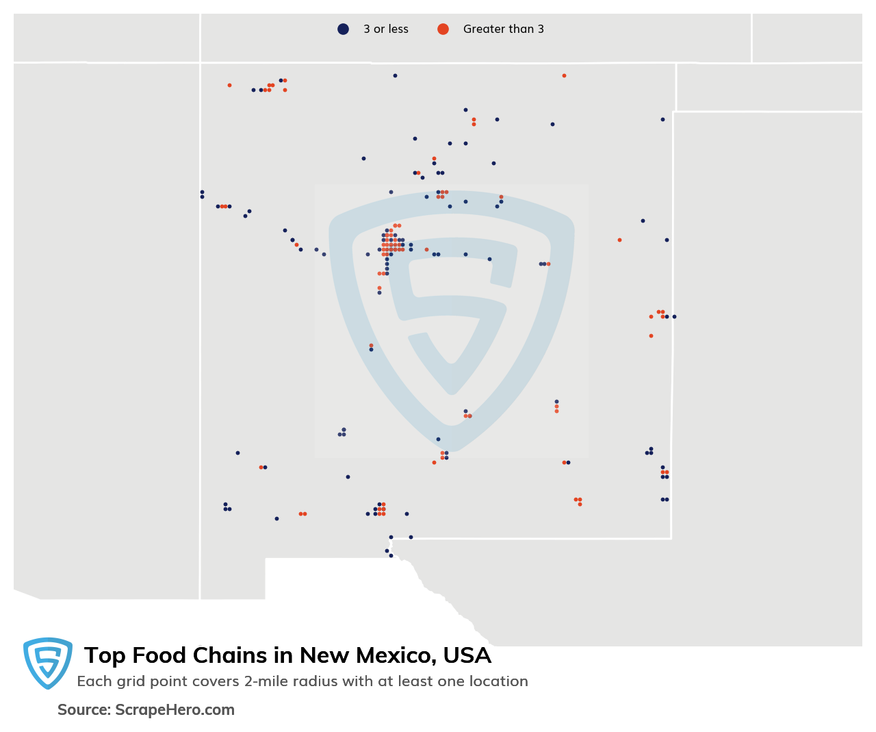 Map of top food chains in New Mexico in 2025