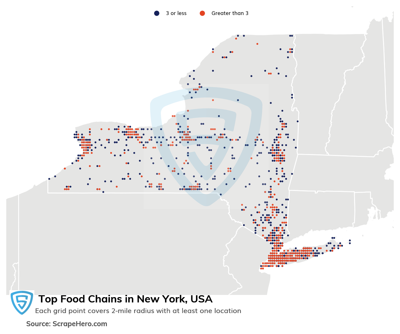 Map of top food chains in New York in 2023