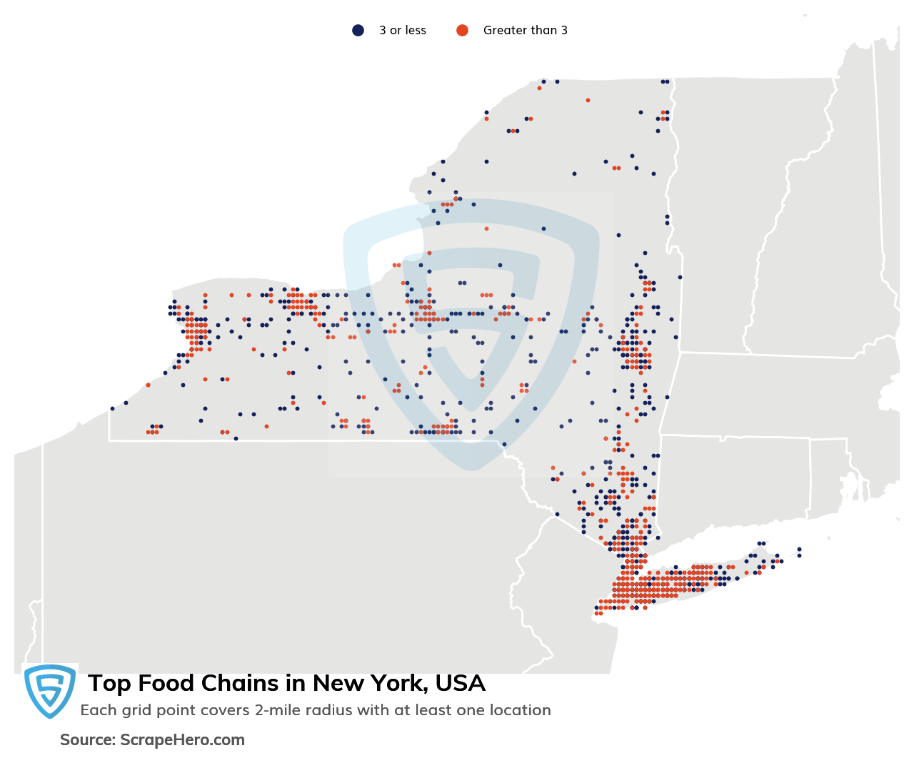 Map of top food chains in New York in 2025