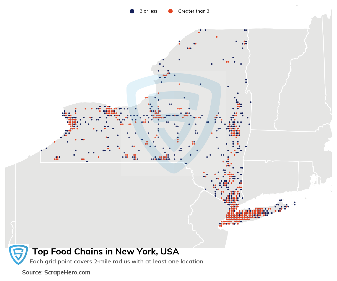 Map of top food chains in New York in 2024