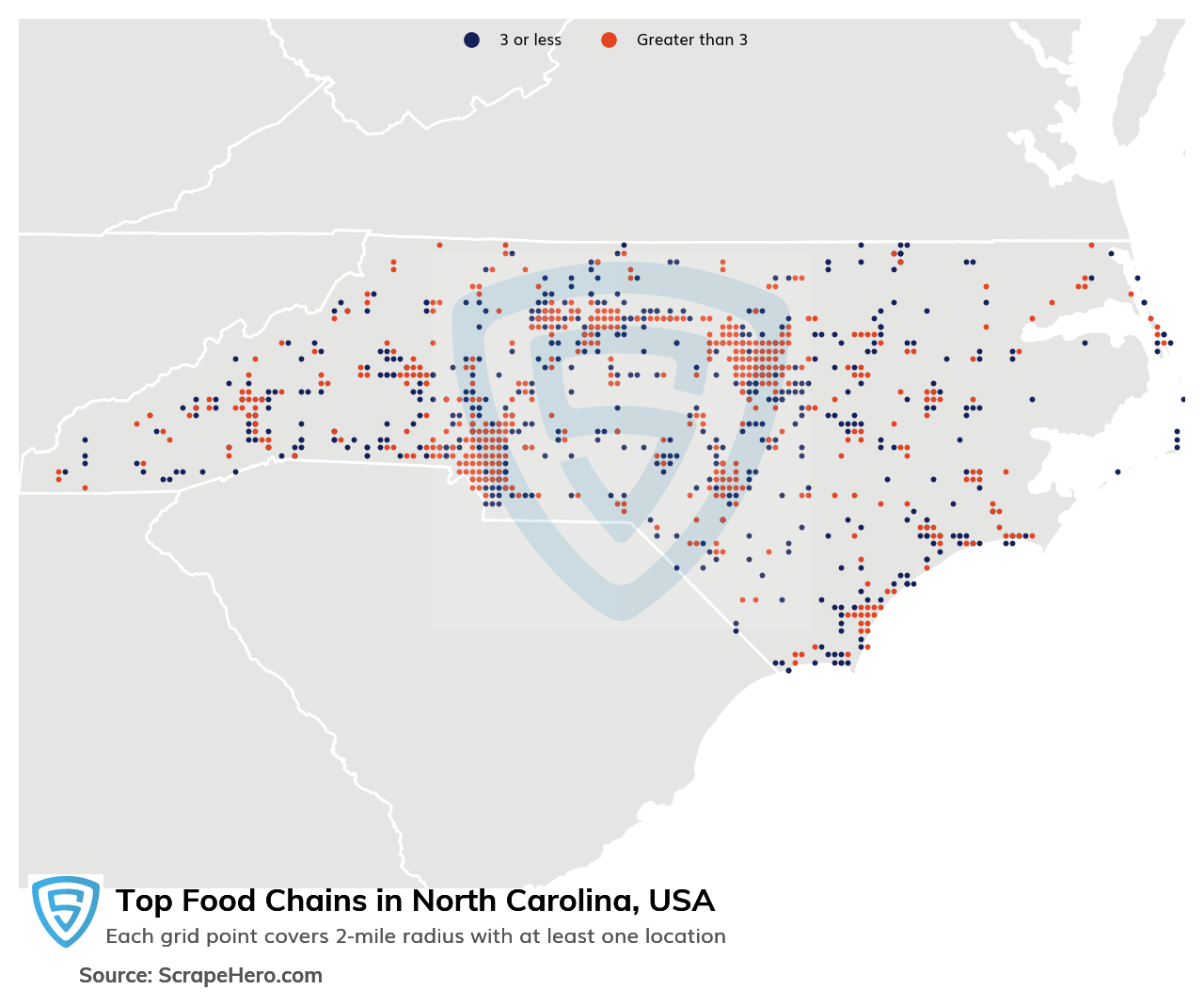 Map of top food chains in North Carolina in 2023