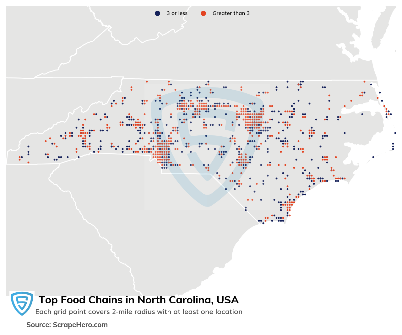 Map of top food chains in North Carolina in 2024