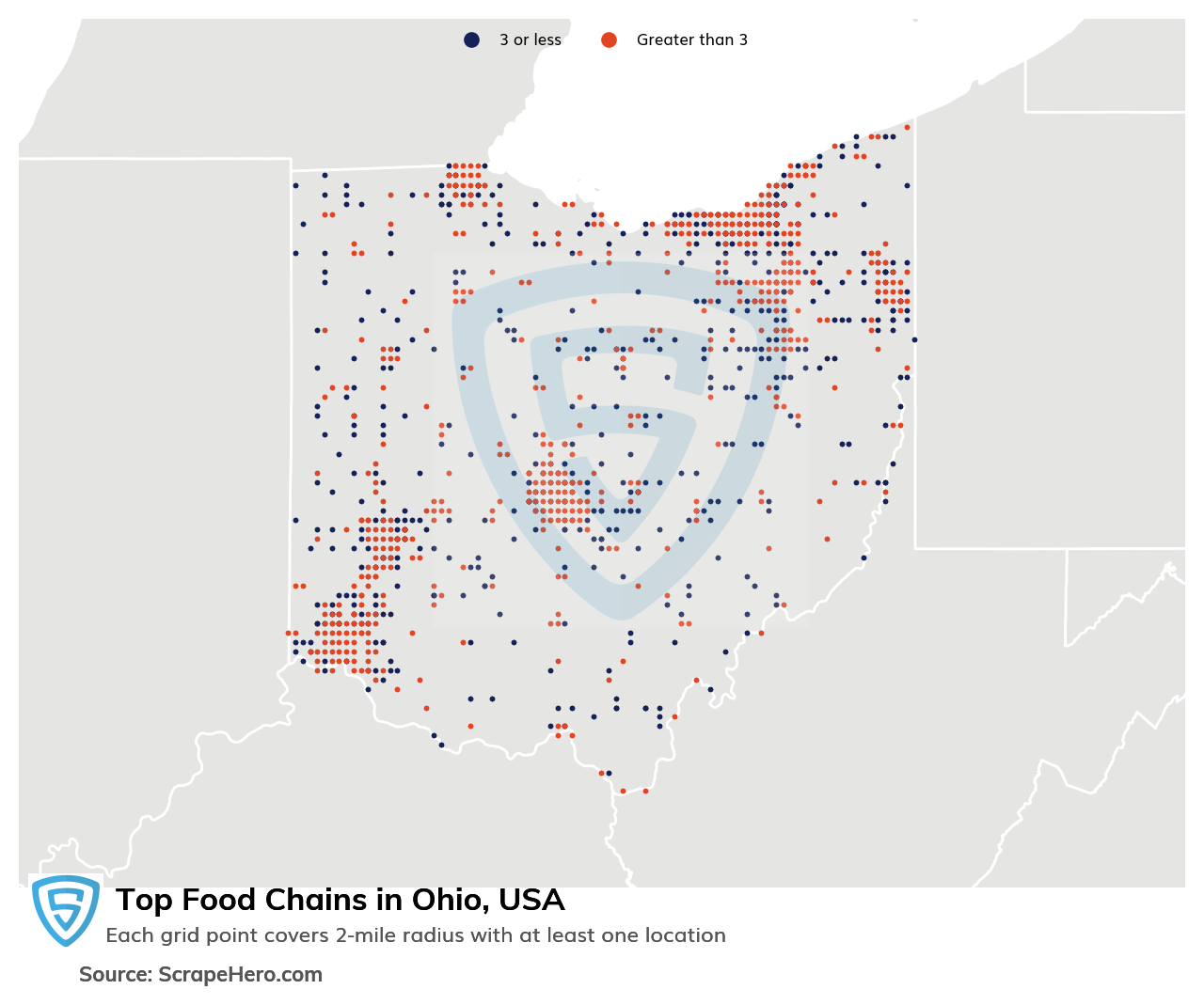 Map of top food chains in Ohio in 2023