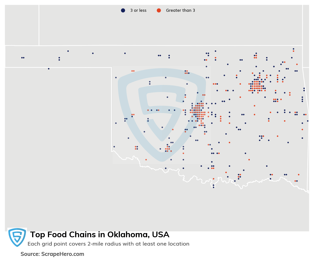 Map of top food chains in Oklahoma in 2023