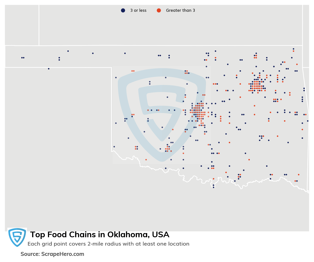 Map of top food chains in Oklahoma in 2025