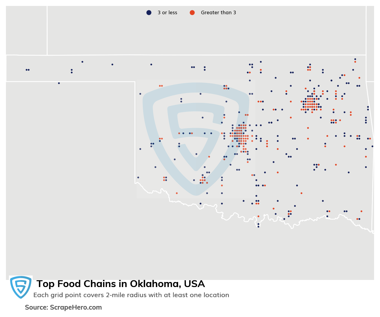 Map of top food chains in Oklahoma in 2024