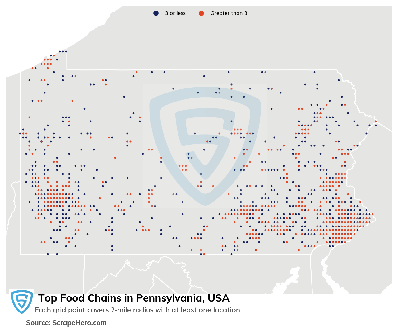 Map of top food chains in Pennsylvania in 2023