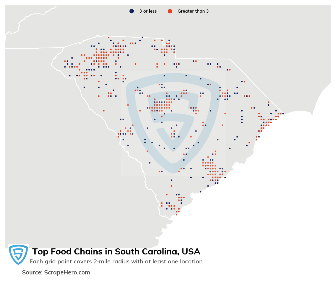 Map of top food chains in South Carolina in 2023
