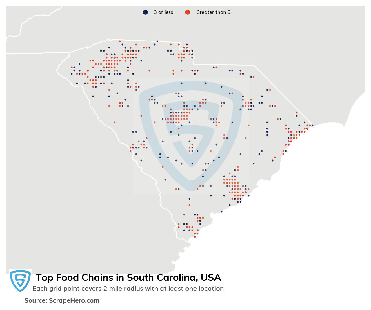 Map of top food chains in South Carolina in 2025
