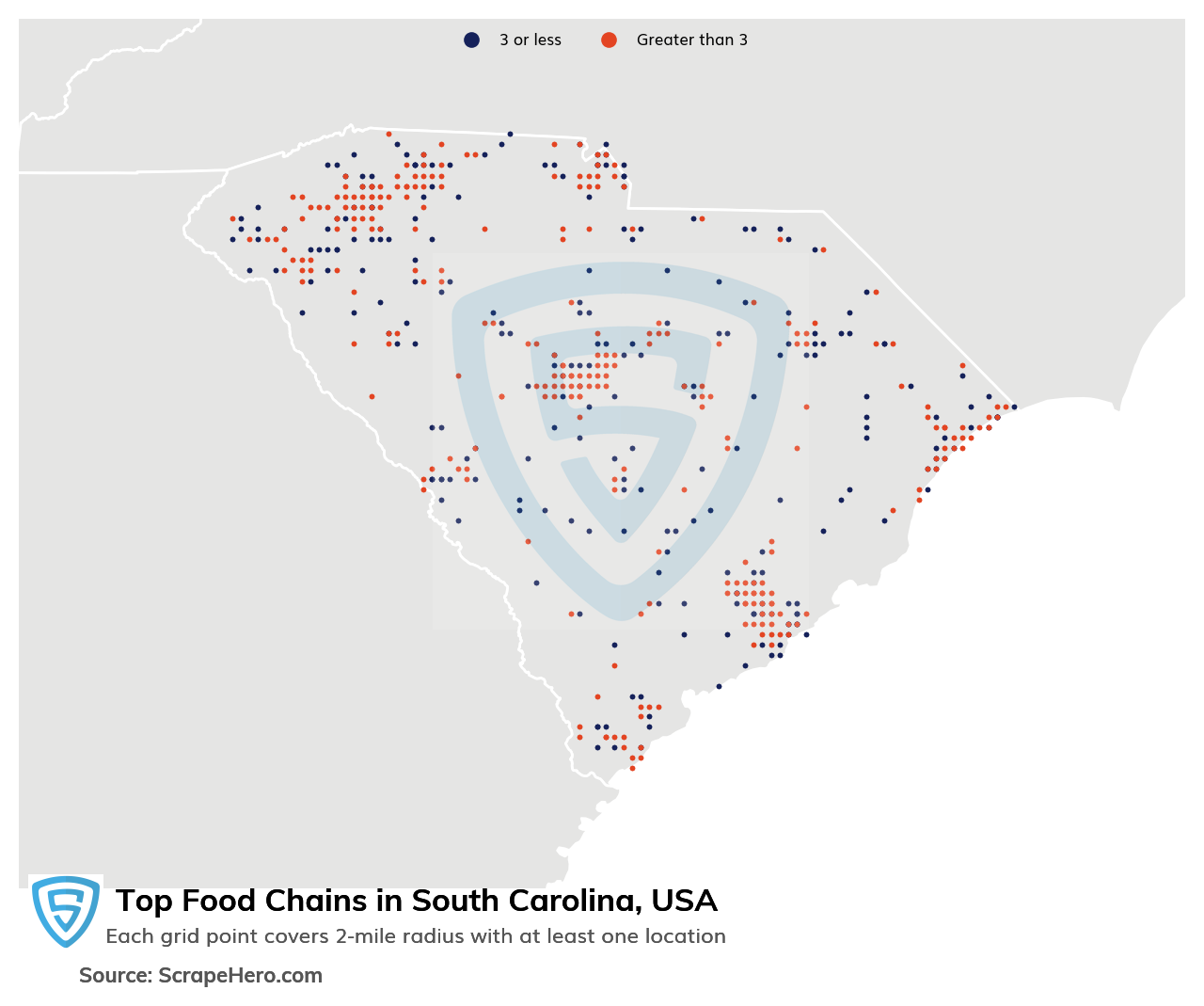 Map of top food chains in South Carolina in 2024