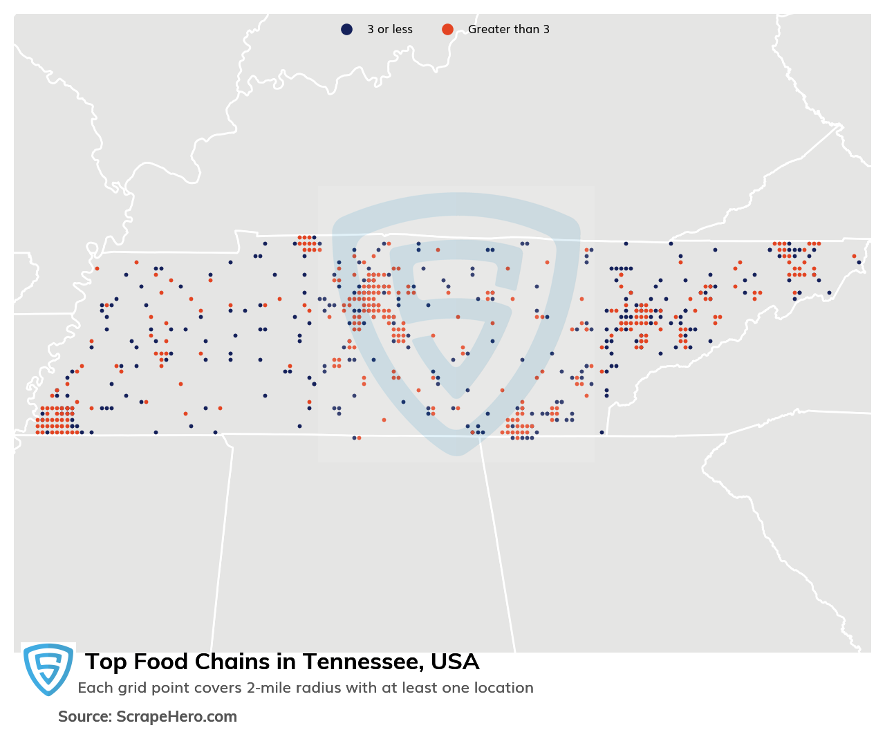 Map of top food chains in Tennessee in 2025