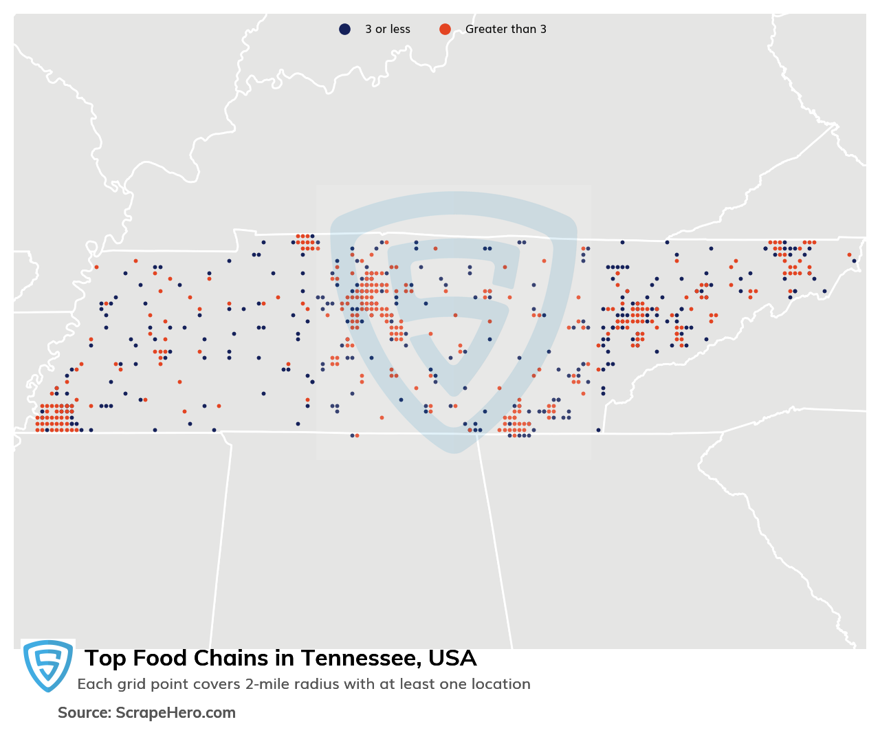 Map of top food chains in Tennessee in 2024