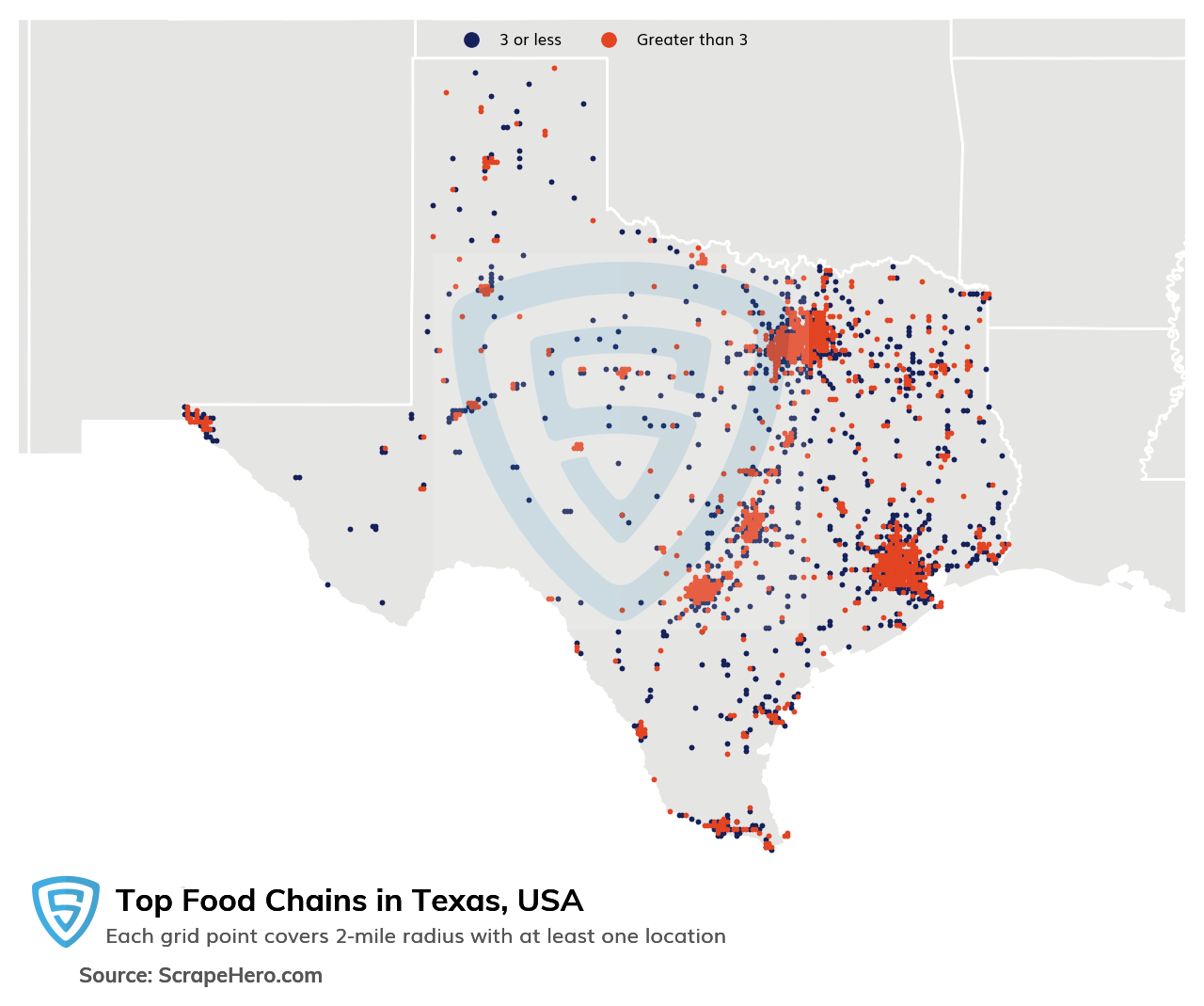 Map of top food chains in Texas in 2025